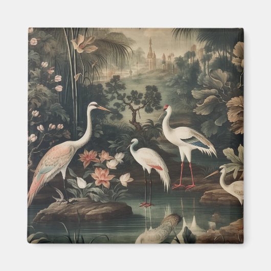 熱帯地方のヴィンテージクレーンと宮殿 マグネット (正面)