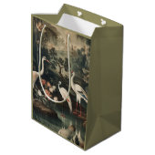 熱帯地方のヴィンテージクレーンと宮殿 ミディアムペーパーバッグ (裏面アングル)