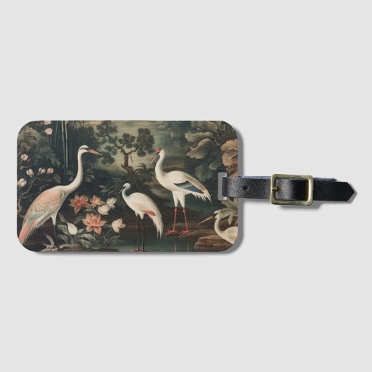 熱帯地方のヴィンテージクレーンと宮殿 ラゲッジタグ (正面横)