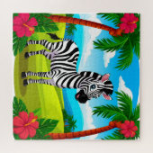 熱帯地方の陽気なマンガのゼブラ ジグソーパズル (横)