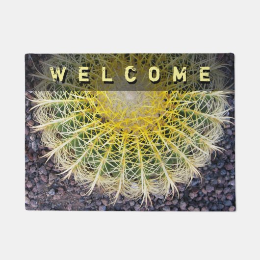 熱帯地球のサボテンの針の写真のカスタムの文字 ドアマット (正面)