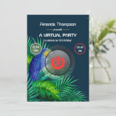 熱帯夏のオウムのバーチャル誕生日パーティー 招待状 (スタンド正面)