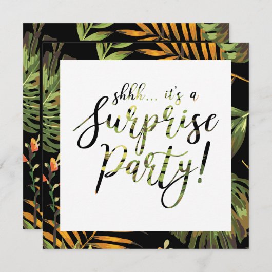 熱帯夏のサプライズ結婚パーティー記念日 招待状 (正面/裏面)