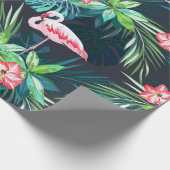 熱帯夏のシームレスパターンとフラミンゴのbir ラッピングペーパー (角)