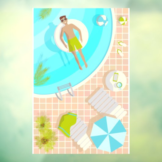 熱帯夏のスイミングプールガイビーチバカイ ウィンドウサイン (シート3)