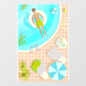 熱帯夏のスイミングプールガイビーチバカイ ウィンドウサイン (シート)