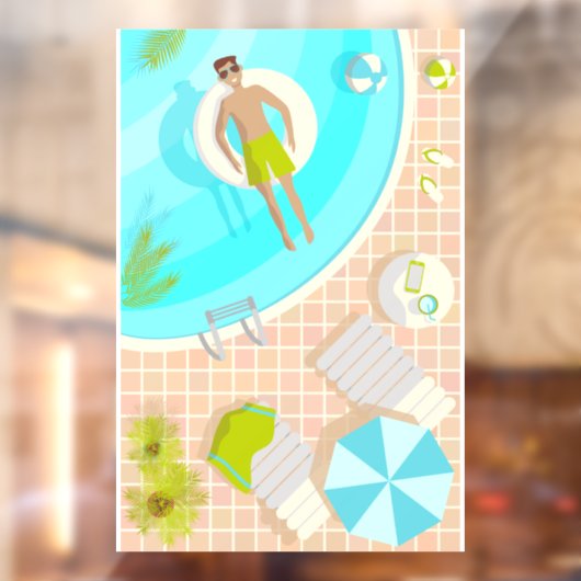 熱帯夏のスイミングプールガイビーチバカイ ウィンドウサイン (シート2)