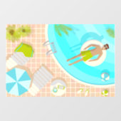 熱帯夏のスイミングプールガイビーチバカイ ウィンドウサイン (シート)