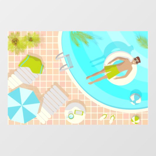 熱帯夏のスイミングプールガイビーチバカイ ウィンドウサイン (シート)