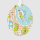 熱帯夏のスイミングプールガイビーチバカイ オーナメント (正面)