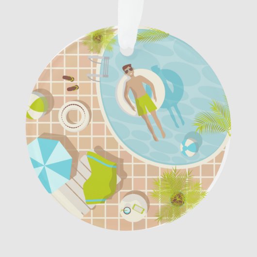 熱帯夏のスイミングプールガイビーチバカイ オーナメント (正面)
