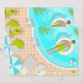 熱帯夏のスイミングプールガイビーチバカイ サンキューカード (正面/裏面)