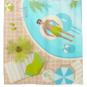 熱帯夏のスイミングプールガイビーチバカイ シャワーカーテン (正面)