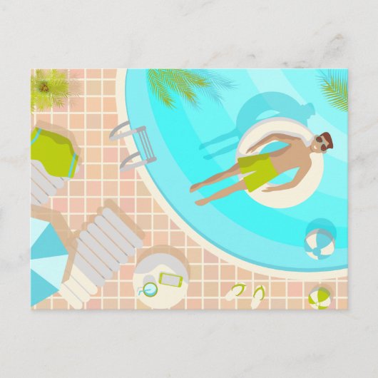 熱帯夏のスイミングプールガイビーチバカイ シーズンポストカード (正面)