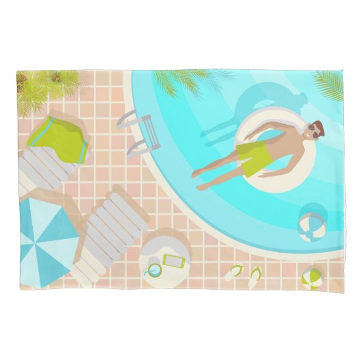 熱帯夏のスイミングプールガイビーチバカイ 枕カバー (正面左)