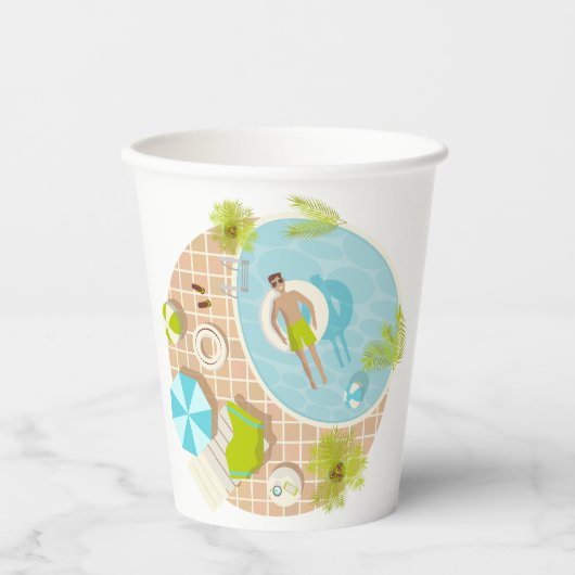熱帯夏のスイミングプールガイビーチバカイ 紙コップ (正面)