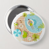 熱帯夏のスイミングプールガイビーチバカイ 缶バッジ (正面&裏面)