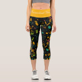 熱帯夏のバイブパターン – おもしろいとカラフル カプリレギンス (正面)