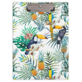 熱帯夏のパイナップルオウムの鳥の水彩画 クリップボード (正面)