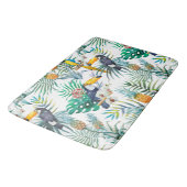 熱帯夏のパイナップルオウムの鳥の水彩画 バスマット (アングル)
