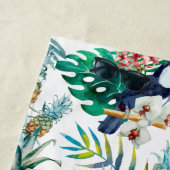 熱帯夏のパイナップルオウムの鳥の水彩画 ビーチタオル (インサイチュ)