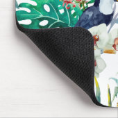 熱帯夏のパイナップルオウムの鳥の水彩画 マウスパッド (コーナー)