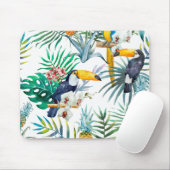 熱帯夏のパイナップルオウムの鳥の水彩画 マウスパッド (マウス)