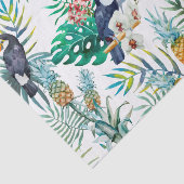 熱帯夏のパイナップルオウムの鳥の水彩画 薄葉紙 (詳細)