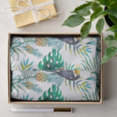 熱帯夏のパイナップルオウムの鳥の水彩画 薄葉紙 (ギフト)