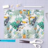 熱帯夏のパイナップルオウムの鳥の水彩画 薄葉紙 (クラフト)