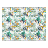 熱帯夏のパイナップル·パロット·バード·ウォーターカラー テーブルクロス (正面(横))