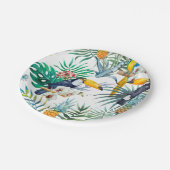 熱帯夏のパイナップル·パロット·バード·ウォーターカラー ペーパープレート (アングル)