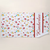 熱帯夏のパタカラフルーン ビーチタオル (正面)