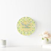 熱帯夏のパ結婚イナップルとパーム葉の ラウンド壁時計 (ホーム)