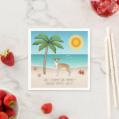 熱帯夏のビーチで子犬と白いイギー犬 スタンダードカクテルナプキン (インサイチュ)