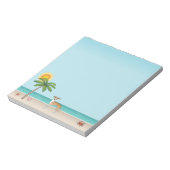 熱帯夏のビーチで子犬と白いイギー犬 ノートパッド (回転)