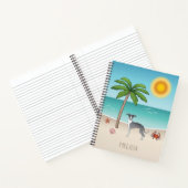 熱帯夏のビーチで青と白のイギーの犬 ノートブック (内部)