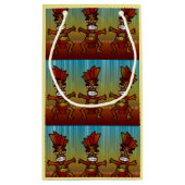 熱帯夏のビーチを踊るTiki小屋の人の島 スモールペーパーバッグ (裏面)