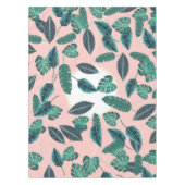 熱帯夏のピンクの緑は日没パターンを残します テーブルクロス (正面)