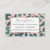 熱帯夏のピンクの緑は日没パターンを残します 割引カード (裏面)