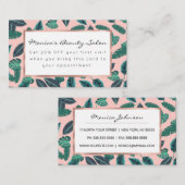 熱帯夏のピンクの緑は日没パターンを残します 割引カード (正面/裏面)