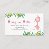 熱帯夏のフラミンゴが本を持ってくる エンクロージャーカード (正面)