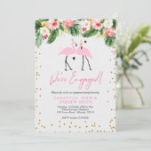 熱帯夏のフラミンゴの婚約の招待状 招待状 (スタンド正面)