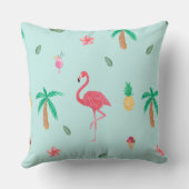 熱帯夏のフラミンゴの青い寝室のコレクション クッション (裏面)