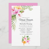 熱帯夏のフローラバーチャル赤ちゃんシャワー 招待状 (正面/裏面)