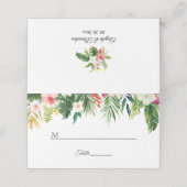 熱帯夏のフローラ結婚のテーブル プレイスカード (外部開封)