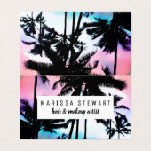 熱帯夏のヤシの木のピンクの青い日没の空 名刺 (外部フラット)