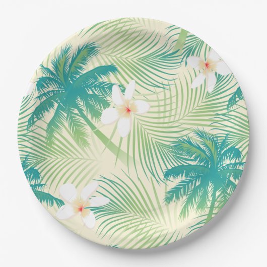 熱帯夏のヤシの木 ペーパープレート (正面)
