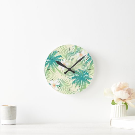 熱帯夏のヤシの木 ラウンド壁時計 (ホーム)