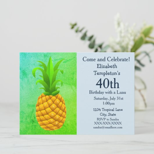 熱帯夏のルアウ（ハワイ式宴会）の女性の誕生日の招待状 招待状 (スタンド正面)